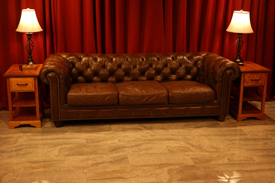 Shot of two side tables on either side of couch