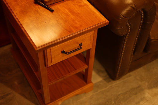 Detail shot of side table from top